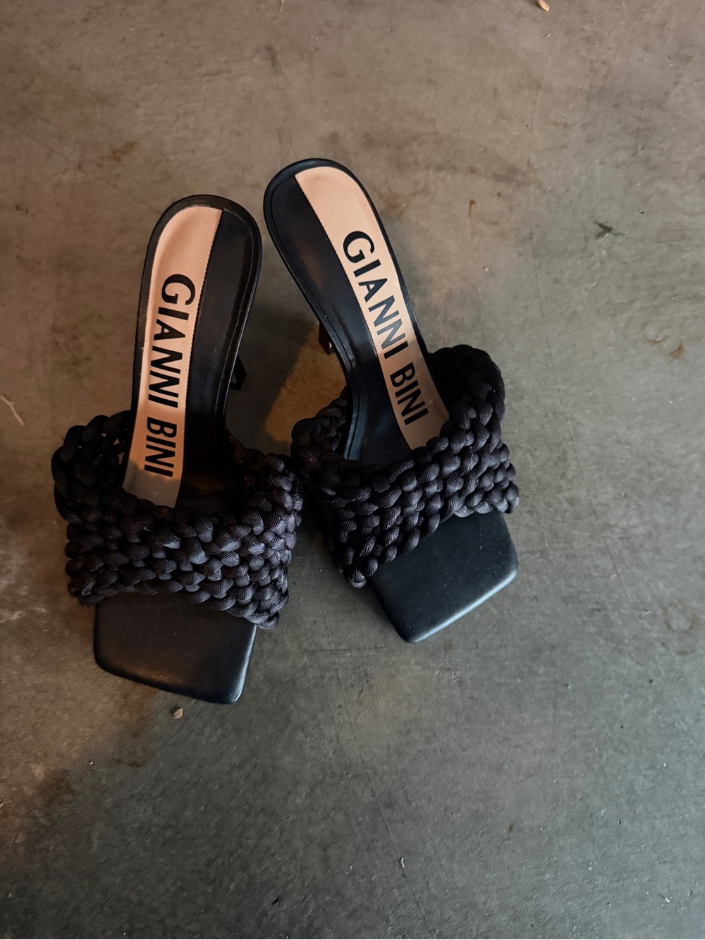 Gianni Bini Black Braided Strap Mules